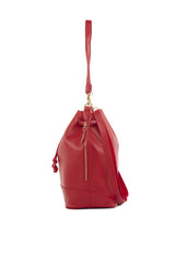 Kırmızı Şişe Dipli Büzgülü Fermuarlı Çanta