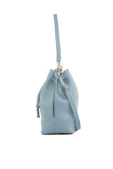 Mavi Şişe Dipli Büzgülü Fermuarlı Çanta