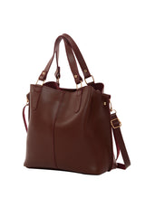 Bordo Üç Bölmeli Çıtçıt Detaylı Çanta