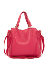 Fuşya Üç Bölmeli Çıtçıt Detaylı Çanta