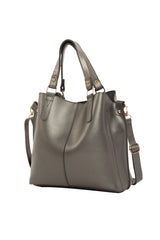 Gümüş Üç Bölmeli Çıtçıt Detaylı Çanta