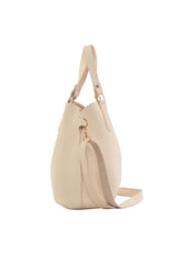 Krem Üç Bölmeli Çıtçıt Detaylı Çanta