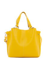 Sarı Üç Bölmeli Çıtçıt Detaylı Çanta