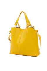 Sarı Üç Bölmeli Çıtçıt Detaylı Çanta