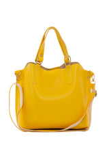 Sarı Üç Bölmeli Çıtçıt Detaylı Çanta