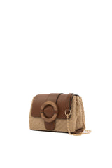 Taba Ahşap Tokalı Garnili Hasır Çanta
