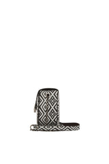 Beyaz Oval Kilim Desenli Mini Çanta