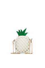 Beyaz Ananas Çapraz Mini Çanta