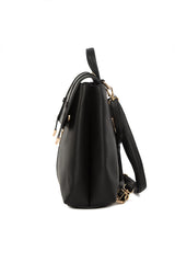 Siyah Çift Kemerli Kapak Detaylı Çanta
