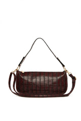 Bordo Kroko Baget Çanta
