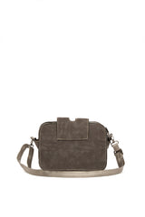 Gri Üç Fermuar Bölmeli Kilitli Mini Çanta