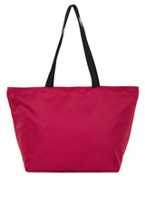 Fuşya Çizgili Beach Bag Baskılı Plaj Çantası