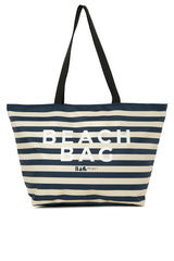 Lacivert Çizgili Beach Bag Baskılı Plaj Çantası