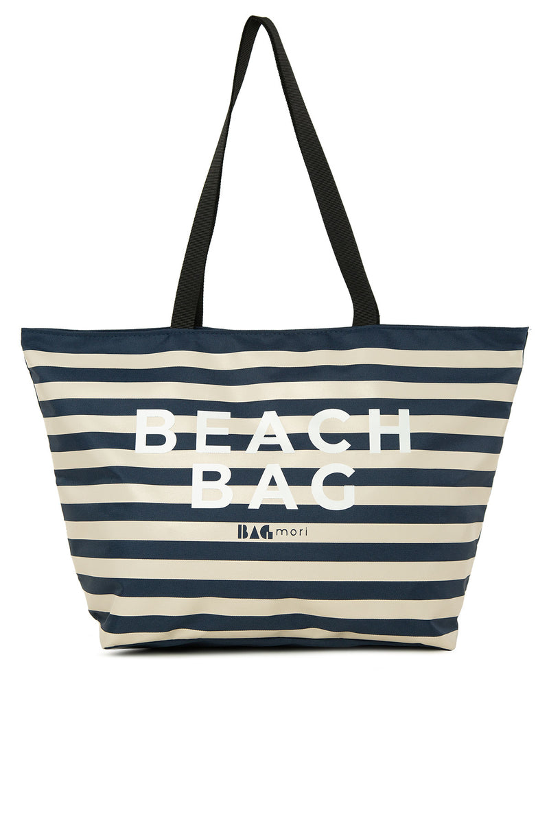 Lacivert Çizgili Beach Bag Baskılı Plaj Çantası