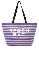 Lila Çizgili Beach Bag Baskılı Plaj Çantası