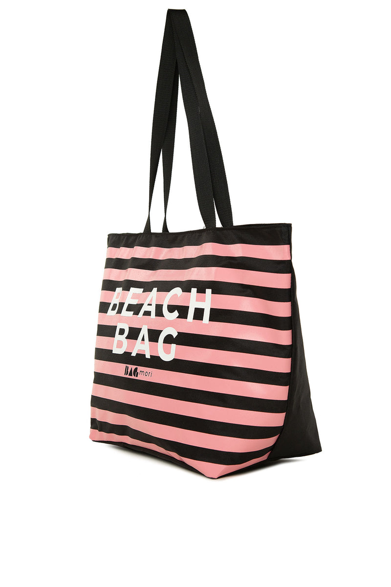 Siyah Çizgili Beach Bag Baskılı Plaj Çantası