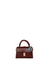 Bordo Kilit Detaylı Mini Askılı Çanta