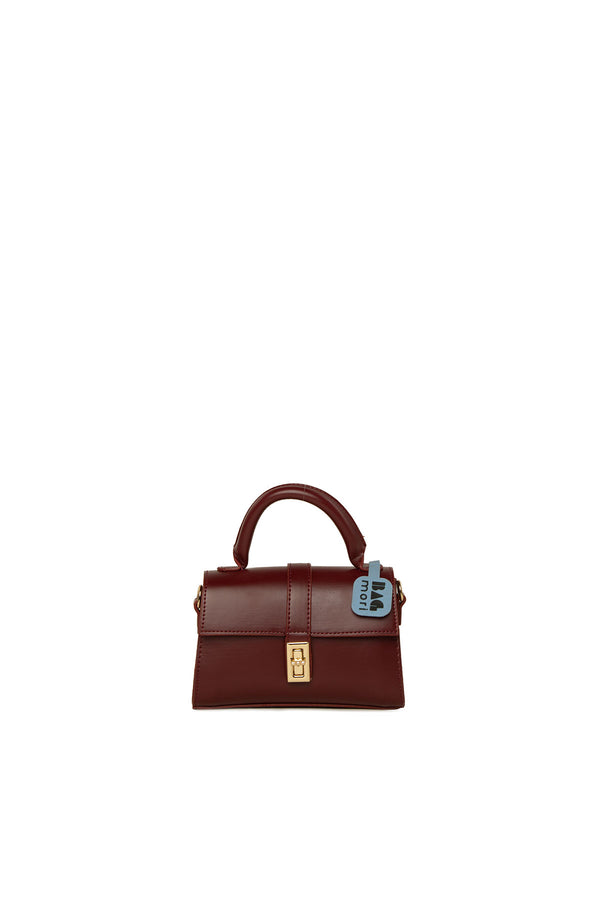 Bordo Kilit Detaylı Mini Askılı Çanta