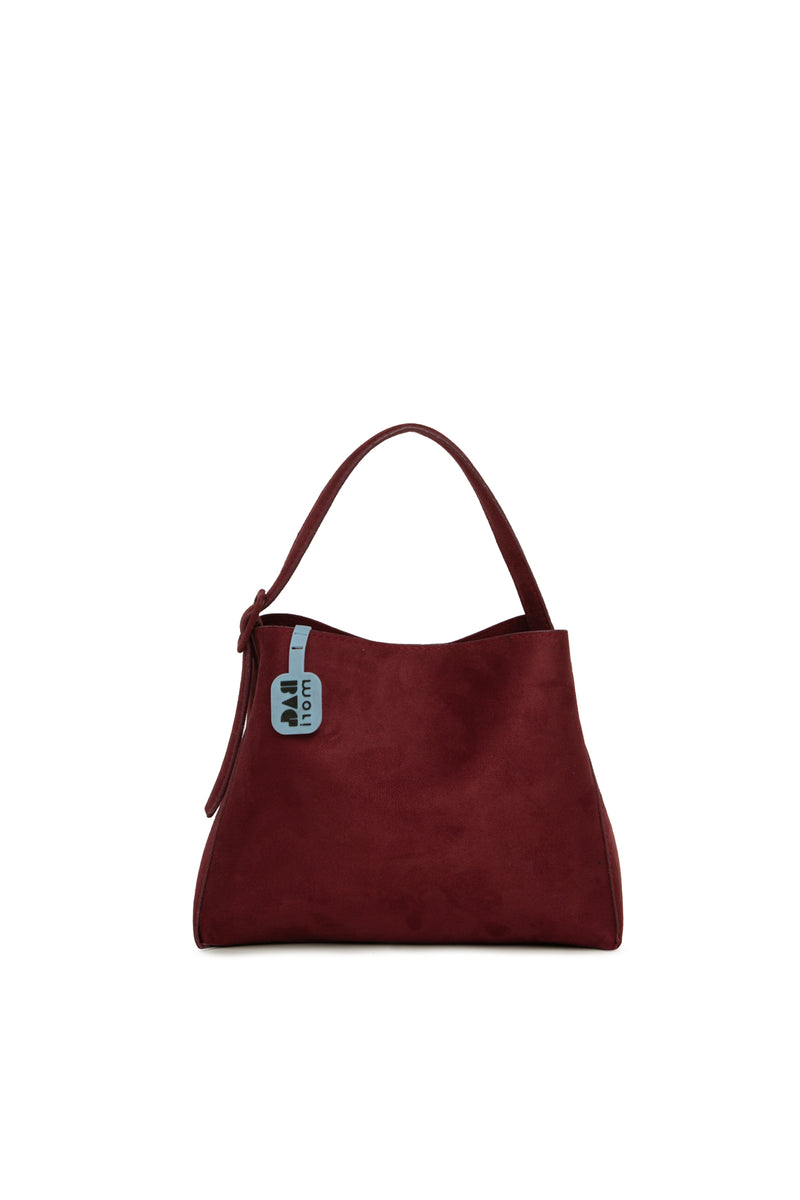Bordo Mini Kemerli Süet Çanta