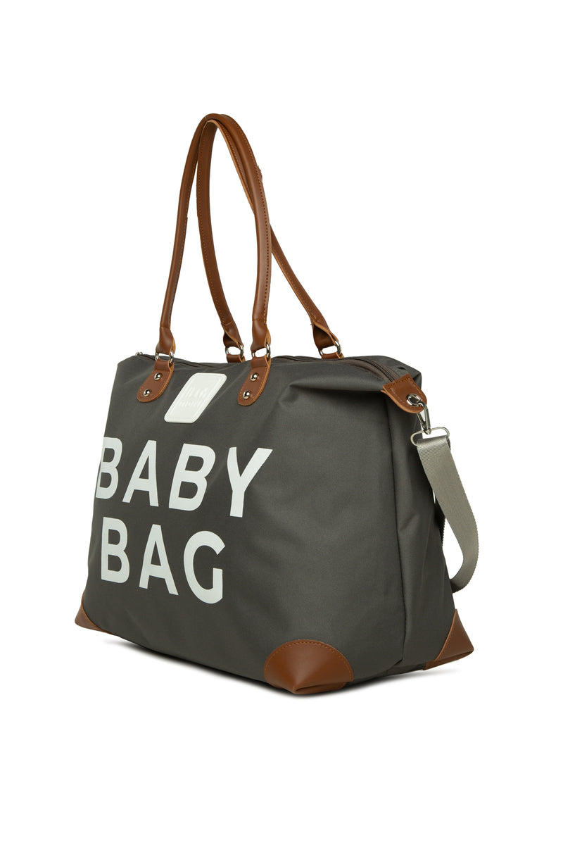 Gri Baby Bag Baskılı Garnili Anne Bebek Çantası