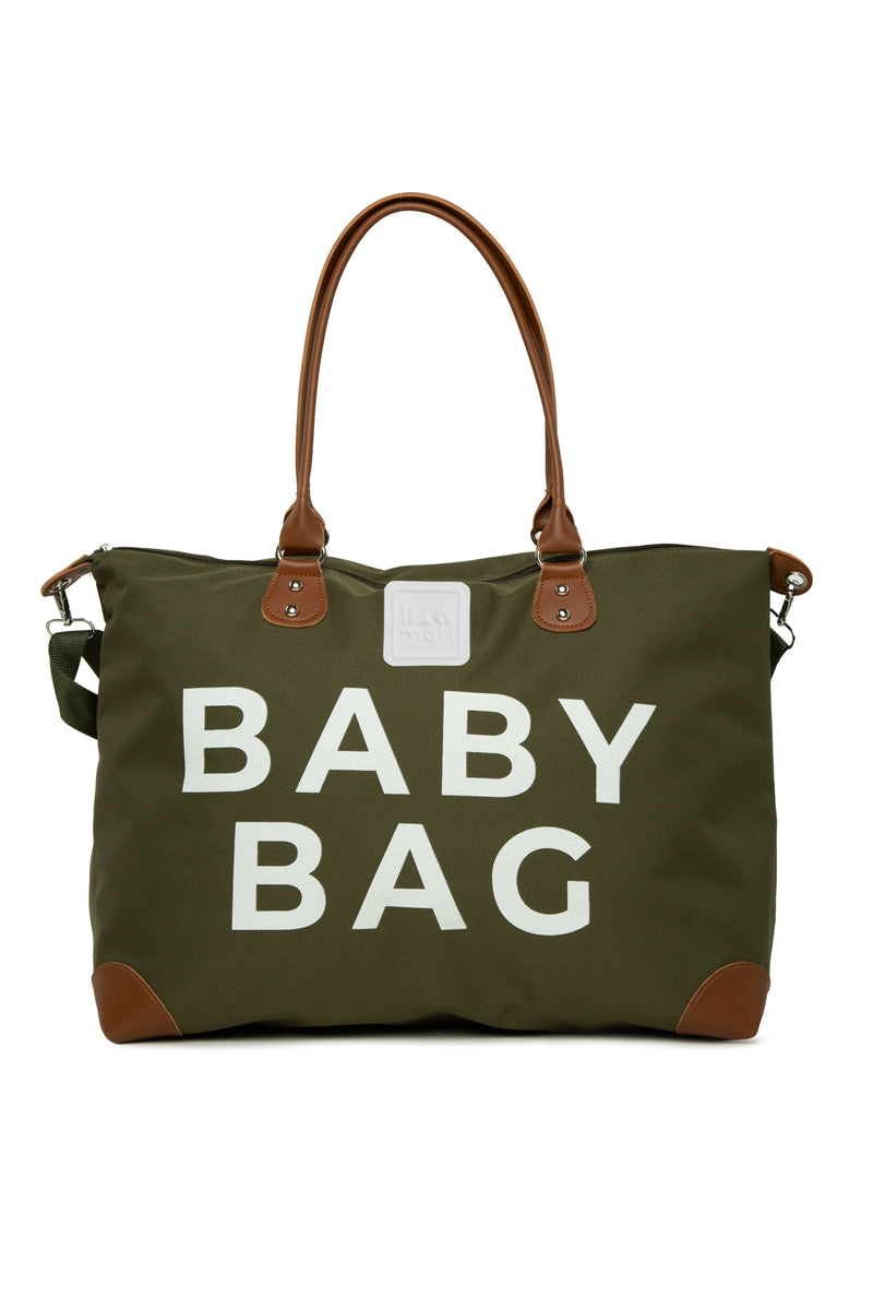 Haki Baby Bag Baskılı Garnili Anne Bebek Çantası