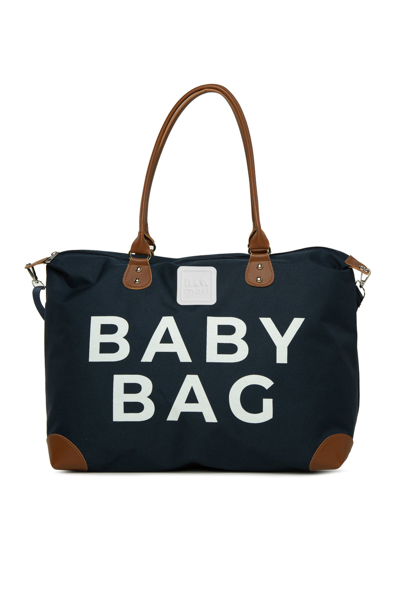 Lacivert Baby Bag Baskılı Garnili Anne Bebek Çantası