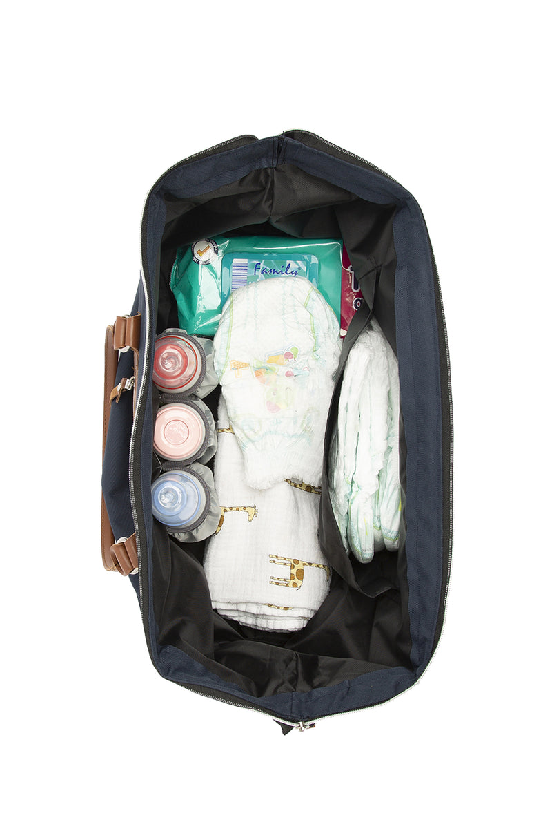 Lacivert Baby Bag Baskılı Garnili Anne Bebek Çantası