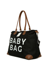 Siyah Baby Bag Baskılı Garnili Anne Bebek Çantası