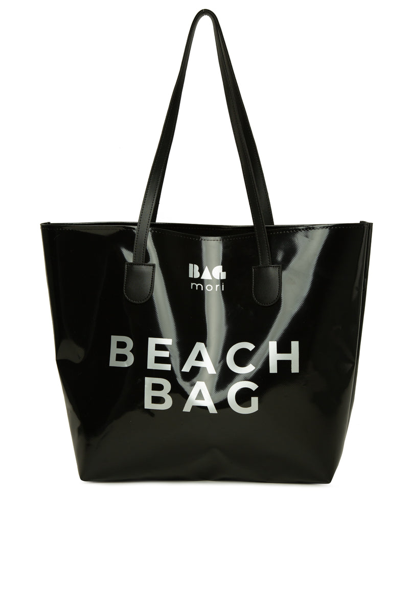 Siyah Beach Bag Baskılı Plaj Çantası