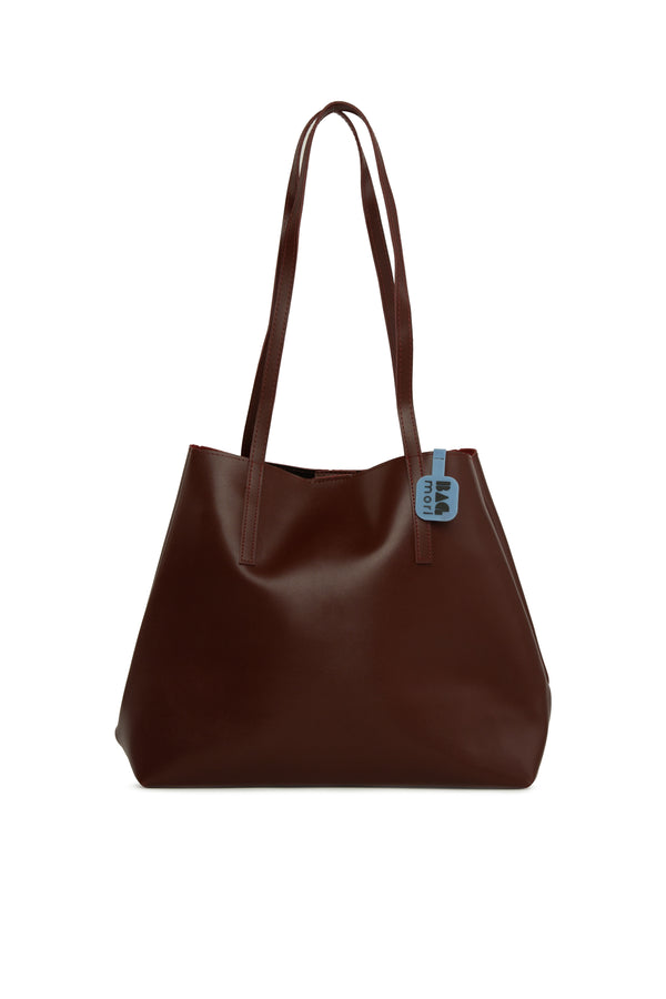 Bordo Yandan Çıtçıtlı İnce Askılı Tote Çanta