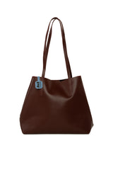 Bordo Yandan Çıtçıtlı İnce Askılı Tote Çanta
