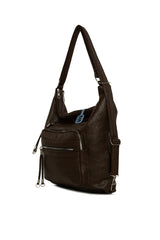 Kahverengi Beş Gözlü Cepli Salaş Askılı ve Sırt Çantası