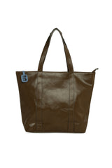 Vizon Trok Detaylı Kırışık Deri Büyük Tote Çanta