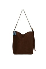 Kahverengi Şişe Dipli Kemer Detaylı Süet Çanta