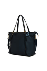 Lacivert Kemer Detaylı Saten Tote Çanta