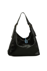 Siyah Yumuşak Dokulu Oval Kemer Detaylı Çanta