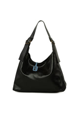 Siyah Yumuşak Dokulu Oval Kemer Detaylı Çanta