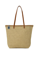 Taba Deri Askılı Tote Hasır Çanta