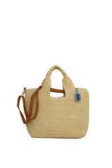 Krem Uzun Askılı El Tutmalı Hasır Çanta