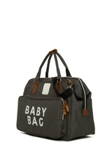 Gri Baby Bag Baskılı Geniş Cepli Anne Bebek Çantası