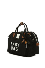 Siyah Baby Bag Baskılı Geniş Cepli Anne Bebek Çantası