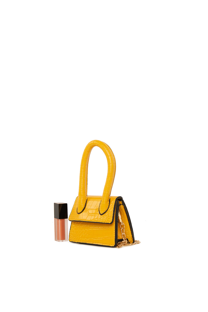 Sarı Tek Saplı Mini Tasarım Çanta