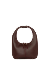 Bordo Fermuarlı Oval Omuz Çantası