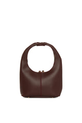 Bordo Fermuarlı Oval Omuz Çantası