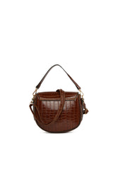 Taba Kroko Desenli Oval Askılı Mini Çanta