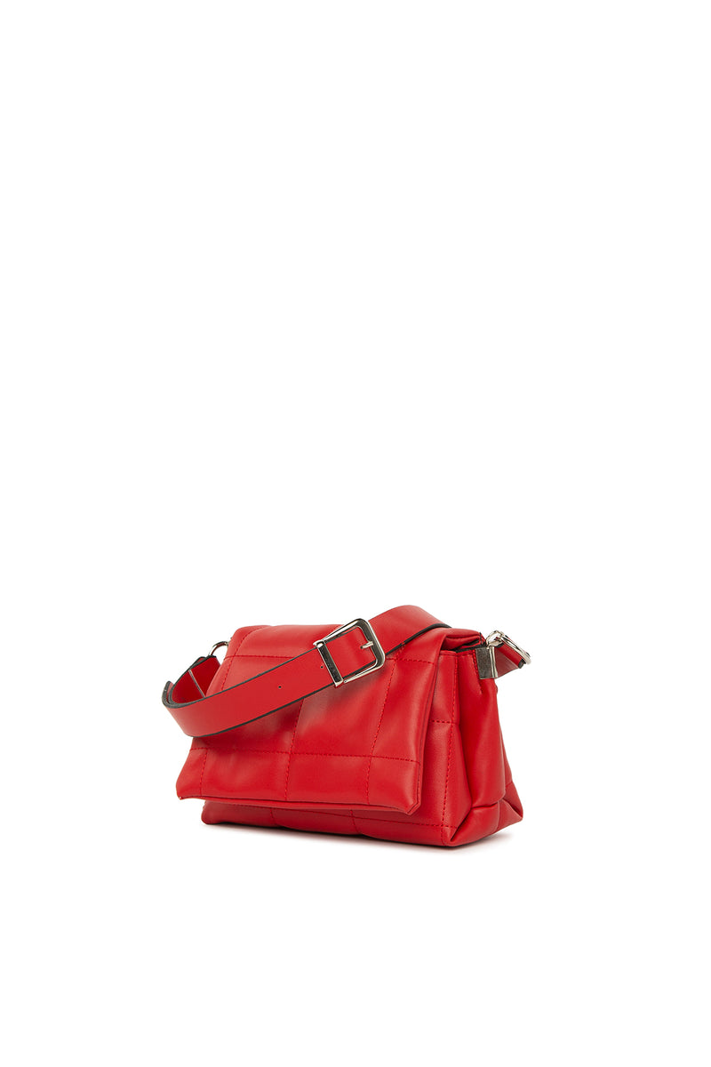 Kırmızı Kare Nakışlı Mini Çanta