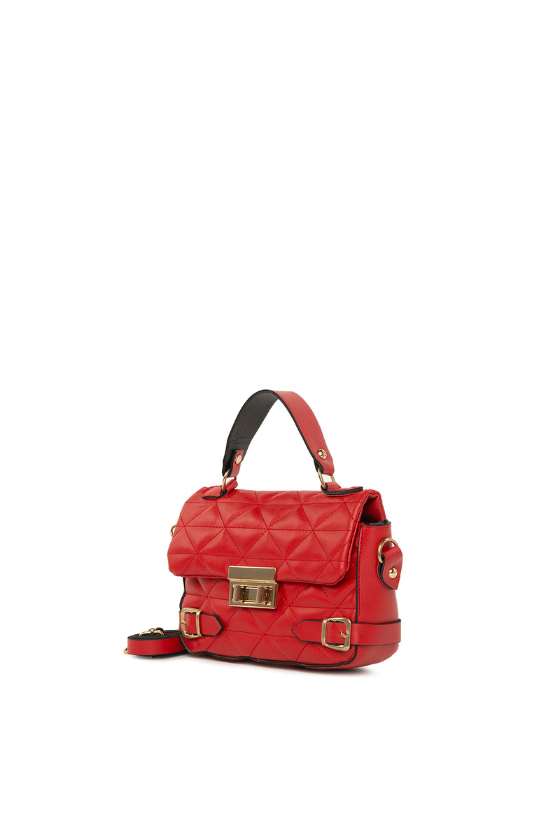 Kırmızı Nakışlı Kemer Detaylı Mini Çanta