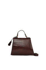 Bordo Kilit Detaylı Kroko Mini Çanta
