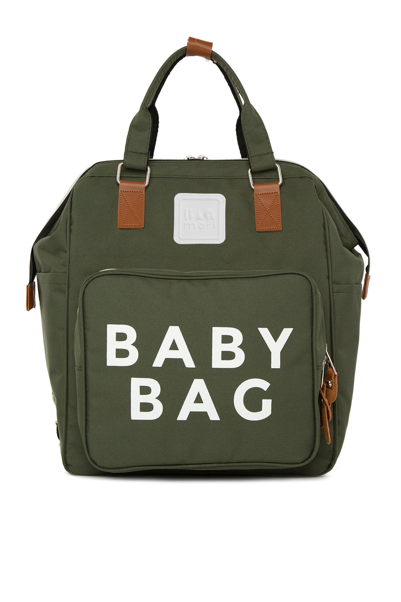 Haki Baby Bag Baskılı Cepli Anne Bebek Bakım Sırt Çanta