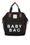 Siyah Baby Bag Baskılı Cepli Anne Bebek Bakım Sırt Çanta
